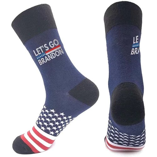 Let's Go Brandon Socks Funny FJB Socks OneSize American Flag Socks Trump 2024 novelty socks Gift(Brandon Black)