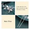 Heread Flower Bride Wedding Hair Pins Blue Rhinstones Bridal Hair Accessories Silver Pearl Hair Pieces Leaf Hair Clips for Women and Girls (Pack of 2)