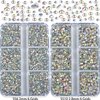 QOGIR 10000 Pieces 5 Mixed Size Clear AB Hotfix Rhinestones for Crafts Clothes Nail Art with Tweezers and Picking Rhinestones Pencil