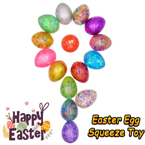 Eavotoy 15 Pack Easter Eggs Stress Balls Squishy Toys Squeeze Ball Toys for Easter Egg Hunt Easter Basket Stuffers Party Favors Gifts