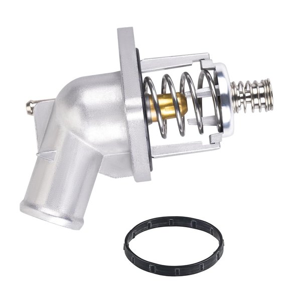 CNRAQR 12674639 Engine Coolant Thermostat Housing Assembly-Aluminum Alloy Silver Tone Car Water Outlet Assembly Compatible with Cadillac Escalade,Chevrolet Silverado,Suburban,Tahoe,and GMC Sierra 1500