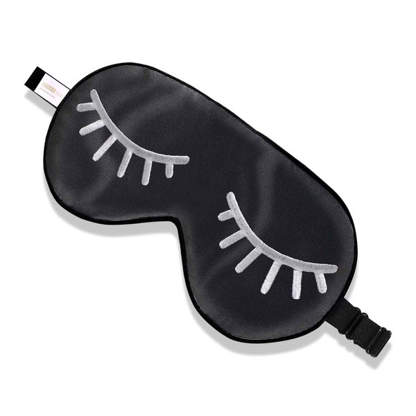 ZIMASILK 100% Natural Silk Sleep Mask Blindfold,Adjustable Super-Smooth Soft Eye Mask for Sleep with Bag(Eyelashes)