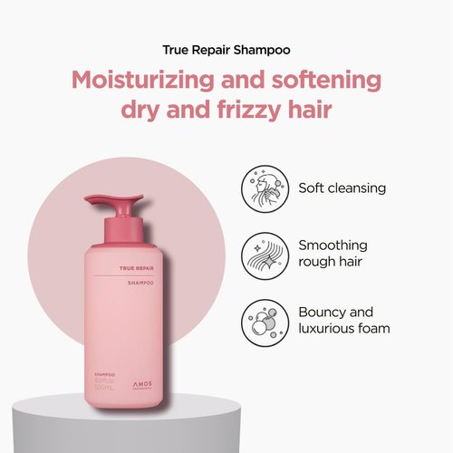 AMOS PROFESSIONAL True Repair Shampoo l Anti-Frizz & Smoothing Shampoo with Ceramide, For Dry & Damaged Hair, 16.9 fl.oz