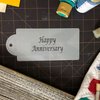 Designer Stencil Happy Anniversary Business Card Cookie Stencil, Beige/semi-transparent