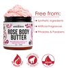 Rose Body Butter for Dry Skin with Moisturizing Whipped Raw Shea Butter and Rose Essential Oil | Ultra Hydrating Rose Lotion for Women | No Synthetic Fragrances | 8 oz Jar