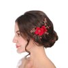 Sither Red Hair Clip for Bridal Floral Hair Comb for Women Wedding Hair Accessories for Bride Hair Clip Headpiece for Wedding Party Prom Gift