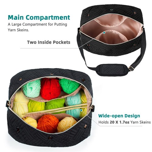MYBAGZING Crochet Bag Organizer - Knitting Bag - Yarn Storage Organizer - Yarn Bag for Crocheting - Yarn Holder for Crochet Accessories, Crocheting & Knitting Gifts