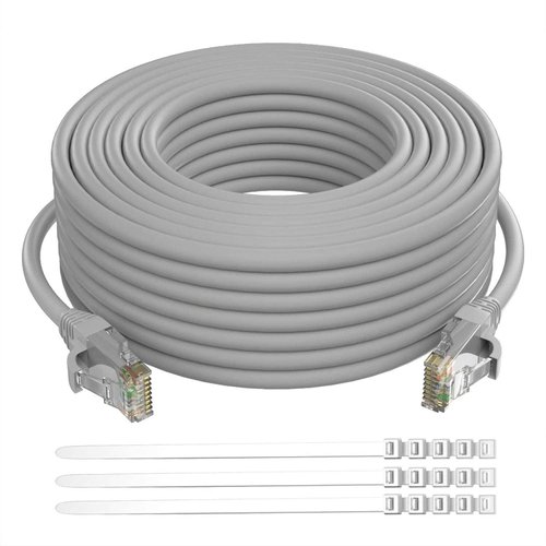 Adoreen Cat 6 Ethernet Cable 100 Ft-Gray, High Speed Long Internet Network Cable(6 Colors to Select) Soft Flexible Sturdy, POE, RJ45 Cat 5 5e Patch Cable Cord, Tangle-Free Tight Connection+15 Ties