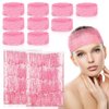 100 Pieces Disposable Spa Headbands Bulk Individually wrapped,Hair Facial Elastic Head Band Wraps,Soft Non-Woven Skin Care Face Washing Headband,Girls Women Makeup Sauna Spa Party Supplies (Pink)