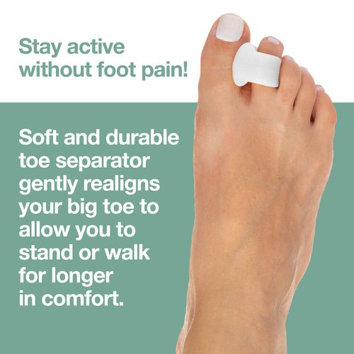 ZenToes Gel Toe Separators for Overlapping Toes, Bunions, Big Toe Alignment, Corrector and Spacer - 4 Pack (White)