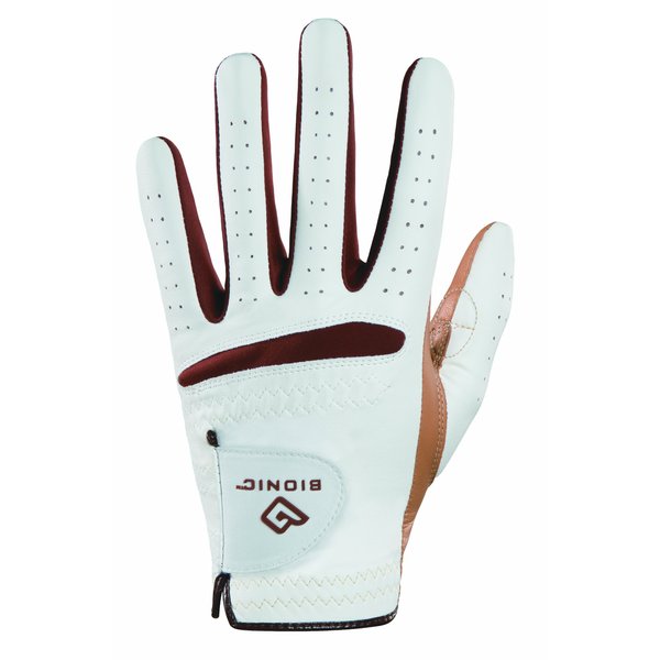 Bionic Women's RelaxGrip Right Hand Golf Glove, White/Caramel, Small