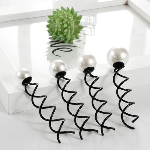 4 Pcs Pearl Spiral Hair Pin, Lovely Spiral Spin Screw Hair Pins,Artificial Pearl Spiral Spin Screw Hair Pins Spiral Spin Hair Clip Bun Stick for Women Style DIY Bobby Pins Twist Insert Hairpins
