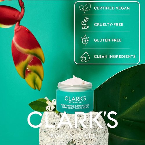 Clark's Botanicals Retinol Rescue Overnight Cream: Hyaluronic Acid & Patented Vitamin C, All Skin Types, Patented Time-Release Retinol, 30ml | 1oz