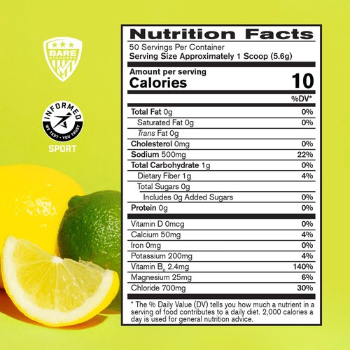 BARE PERFORMANCE NUTRITION, BPN Electrolytes Hydration Drink Mix, No Sugar, Keto, Lemon Lime