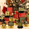 New Year Table Decorations 2025,9pcs Happy New Year Honeycomb Centerpiece Black and Gold New Years Eve Table Centerpiece,New Years Eve Party Supplies 2025 for New Years Celebratory