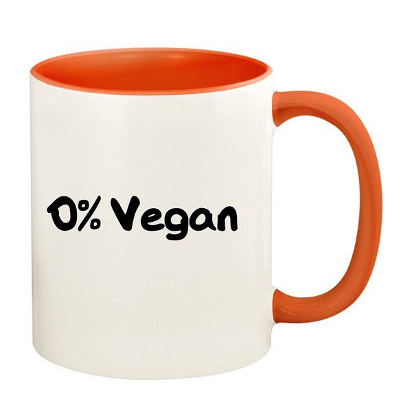 0% Vegan - 11oz Ceramic Colored Handle and Inside Coffee Mug Cup, Orange