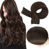 Full Shine Brown Weft Hair Extensions Real Human Hair Straight Remy Hair Bundles 105G Double Weft Extensions Dark Brown Sew In Hair Extensions Real Human Hair Weave Extensions Human Hair Wefts 24 Inch
