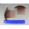 2 Brown Big Huge Hair Comb set pack Silver plastic teeth side clip 4 inches wide