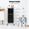 ReunionG 10-Drawer Rolling Storage Cart, Black, 15"D x 11.5"W x 2.5"H