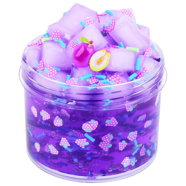 Purple Jelly Cube Crunchy Slime, Premade Jelly Clear Crunchy Slime for Girls & Boys, Super Soft Non-Sticky Cute Stress Relief Toy, Party Favor for Kids