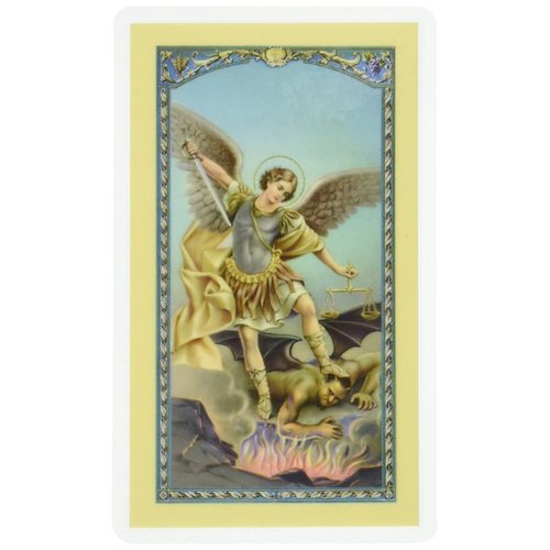 WJ Hirten E24-330 Saint Michael The Archangel, Clear Holy Cards