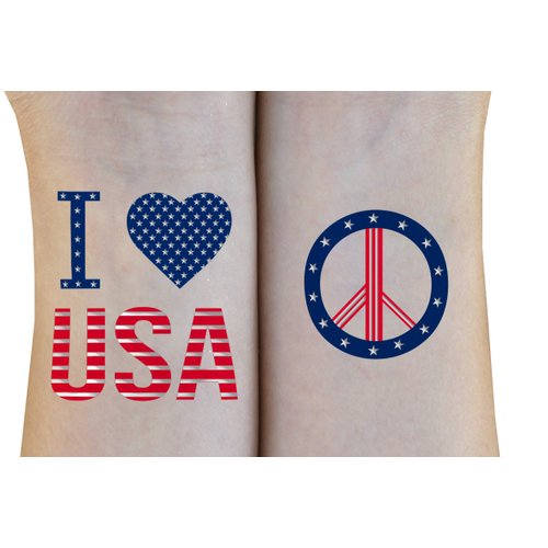 Terra Tattoos Assorted Temporary Tattoos Designs Party Favors Costumes Goody Bags Adults Kids Waterproof Temporary Tattoos (4th of July)