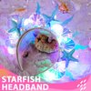 GENBREE Light Up Mermaid Headband Led Starfish Hair Band Glowing Shell Headbands Pearl Beach Festival Party Hair Accessories