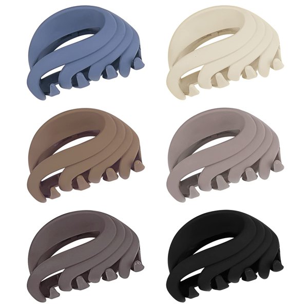 Medium Hair Claw Clips for Thin Hair, 2.6 Inch Hair Clips for Women Girls Kids, Strong Matte Flower Clips Neutral Jaw Clip for Fine Hair/Medium Thick Hair, Non Slip Hair Clamps with Gift Box (6 Packs)