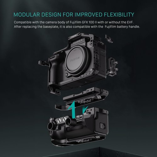 Tilta Camera Cage for/Compatible with Fujifilm GFX100 II - Black | Mount Accessories | Flexible Compatibility | Cable CLAMP | Multi-Tool | (TA-T62-FCC-B)