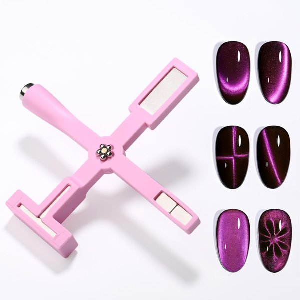 GAOY 5-in-1 Nail Magnet for Cat Eye Gel Polish Multi-Function 9D Nail Art Magnetic Stick Tool Nail Art DIY Manicure Home&Salon Use, Pink