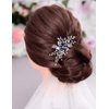 Aimimier Bridal Sapphire Crystal Hair Comb Pearl Blue Crystal Leaf Marquise Hair Piece Prom Party Festival Wedding Hair Accessories for Women and Girls (Silver)