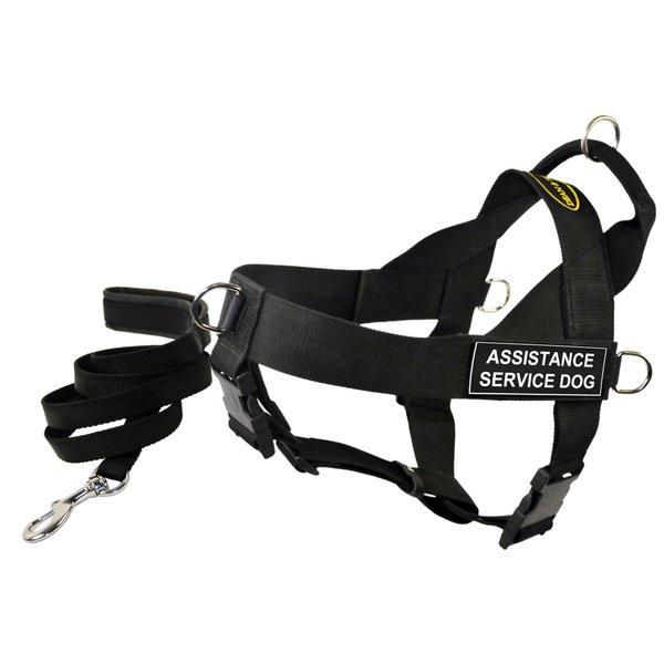 Dean and Tyler Bundle One DT Universal Harness, Assistance Service Dog, Medium (26, 32) + One Padded Puppy Leash, 6-Feet Stainless Snap, Black
