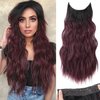 Halo Hair Extensions Invisible Wire Clip on 20 Inch (Ombre Black to Burgundy)