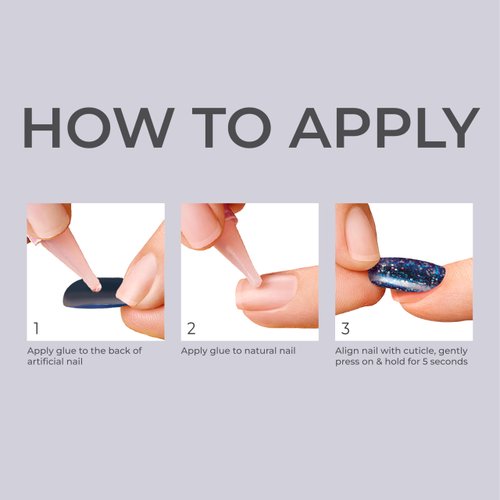 KISS Salon Acrylic French, Press-On Nails, Nail glue included, Flame', Dark Black, Short Size, Coffin Shape, Includes 28 Nails, 2G Glue, 1 Manicure Stick, 1 Mini File