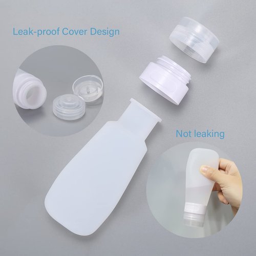2 Pcs Silicone Travel Bottles,1.3oz Leak Proof Refillable Squeeze Containers with Transparent Carry Bag,Small Empty Travel Size Bottles for Shampoo,Conditioner,Lotion,Toiletries