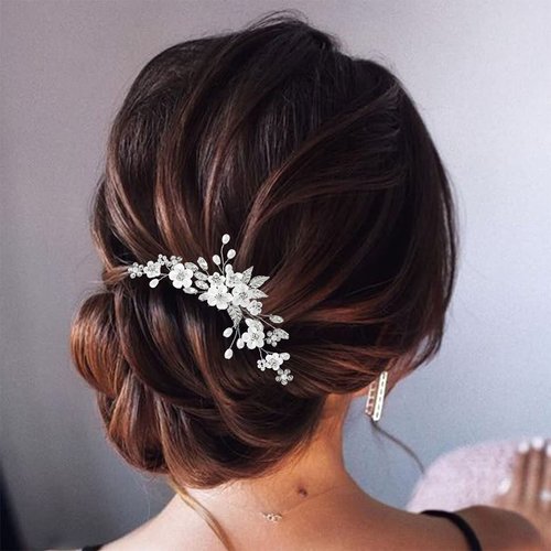Gorais Flower Wedding Hair Pins Crystal Bridal Hair Pieces Pearl Bride Hair Clips Hair Accessories for Women and Girls (Pack of 3)