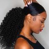 Kinky Curly Drawstring Ponytail Human Hair Extensions 14 inch Afro Curly Drawstring Ponytail Extension for Black Women Remy 10A Grade Brazilian Clip In Pony Tail Hairpiece 120g (14 Inch,Natural Color)