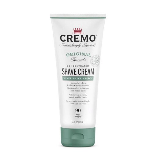 Cremo Barber Grade Silver Water & Birch Shave Cream, Astonishingly Superior Ultra-Slick Shaving Cream for Men, Fights Nicks, Cuts and Razor Burn, 6 Fl Oz
