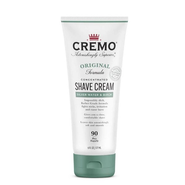 Cremo Barber Grade Silver Water & Birch Shave Cream, Astonishingly Superior Ultra-Slick Shaving Cream for Men, Fights Nicks, Cuts and Razor Burn, 6 Fl Oz