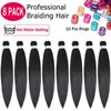 Alrence Pre Stretched Braiding Hair Long Braid 30 Inch 8 Packs Braiding Hair Extensions Professional Synthetic Fiber Crochet Twist Braids
