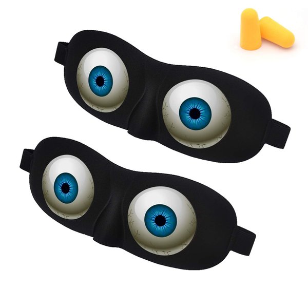 Eye Sleep Mask Funny Blindfold for Women Men Kid, Upgraded 3D Contoured 100% Blackout Sleeping Mask with Adjustable Strap, Soft Night Blindfold for Travel Naps Shift Works Games
