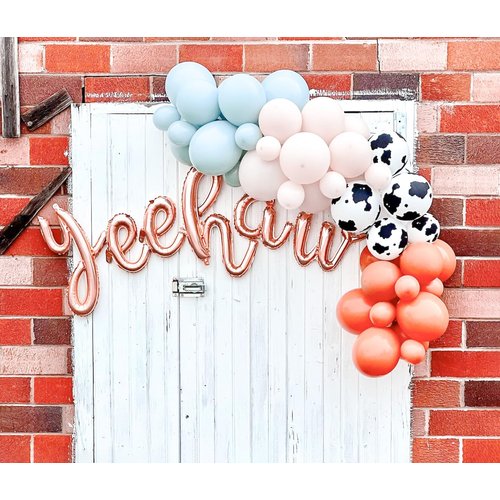 Birthday Party Balloons Yee Haw Balloons Rose Gold Yee Haw Banner for Western Cowgirl Birthday Decorations