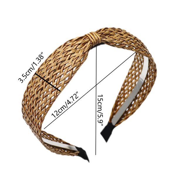 i-lan 4 Pack Simple Rattan Headbands, 6 Inch Comfy White Beige Black Brown Head Bands with 2 Inch Width, Boho Padded Hair Band Headwear Hoop for Girls, Ladies, Women Pairing