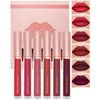 LYSdefeu Matte Liquid Lipstick Lip Gloss Kit-6Pcs Dark Ruby Red Berry Plum High Pigmented Lip Tint Stain,Longlasting Waterproof Non-stick Cup Lipgloss 24H Stay Lipstain,Makeup Gift for Women-SetB