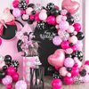 Pink Black Balloon Arch Kit, Mini Mouse Balloon Arch Kit, Pink and Black Polka Dot Balloons Mini Mouse Theme Party Decorations, Mini Balloon Arch for Girls Birthday Party Mini Mouse Party Supplies