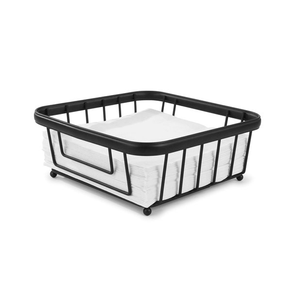 Spectrum Diversified Ashley Flat, Modern Dining Décor Horizontal Napkin Holder for Kitchen Tables & Countertops, Black