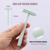 Kinghood Double Edge Safety Razor for Men & Women, Eco Friendly Women Razor for Body & Face, Zero Waste and Plastic Free - Reusable Razor with 10 Blades (Mint Green)