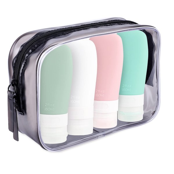 INSFIT Travel Bottles for Toiletries, TSA Approved 2oz Travel Size Bottles Leak Proof Travel Containers for Toiletries, Refillable Travel Accessories for Shampoo Body Wash Liquids 4 Pack