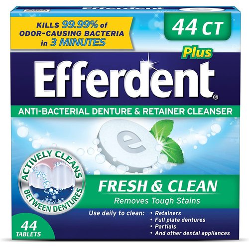 Efferdent Retainer Cleaning Tablets, Denture Cleaning Tablets for Dental Appliances, Minty Fresh & Clean, 44 Count, (Pack of 3)