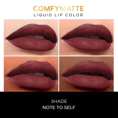 FACESCANADA Comfy Matte Liquid Lipstick - Note To Self | 10 HR Long Lasting | Non-Drying Intense Lip Color | Infused with Almond Oil & Vitamin E | 0.10 Fl Oz/3ml